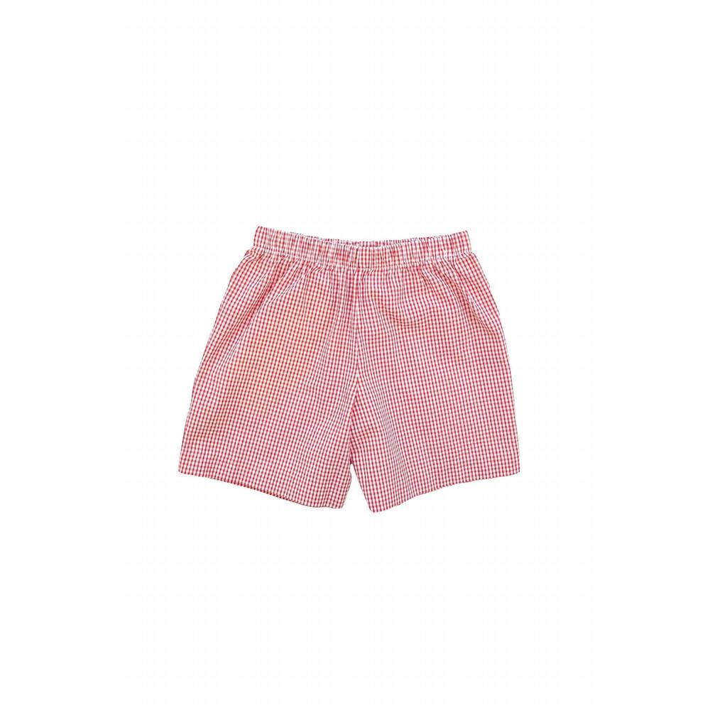 NEW FLORENCE EISEMAN kid's seersucker checked short in red/white